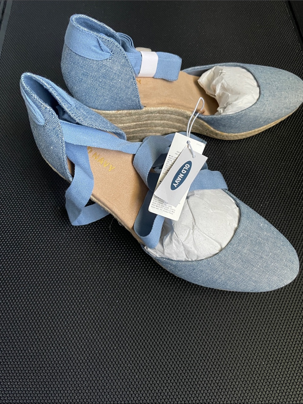 Old Navy Light Blue Espadrille Wedge Ankle-Tie Shoes